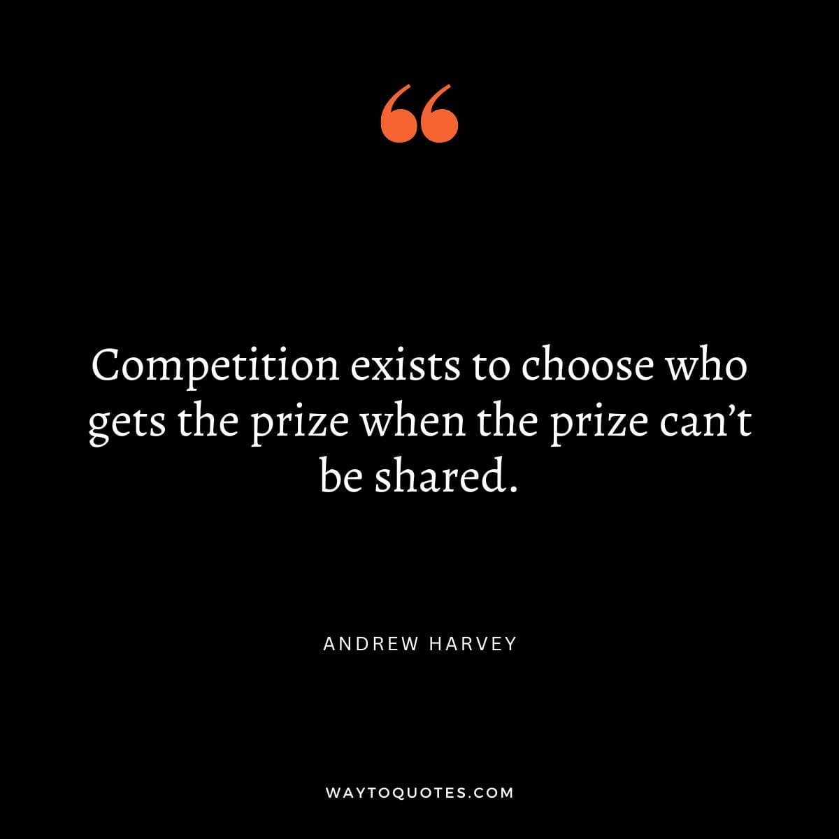 Competition Quote - "Competition exists to choose who gets the prize when the prize can’t be shared." - Andrew Harvey